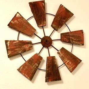 Red windmill wall art